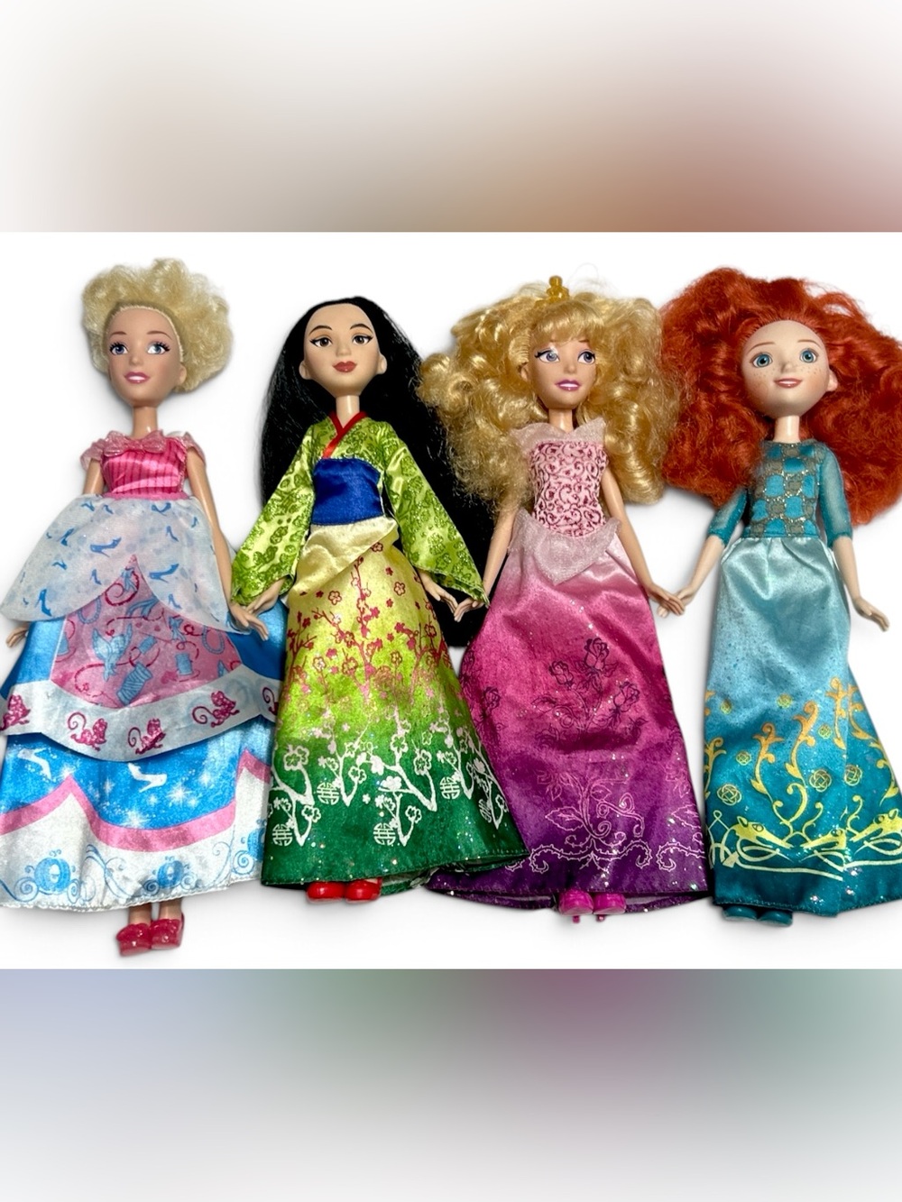 Hasbro Disney Princess Doll Lot 4 Cinderella Mulan Aurora Merida 11" Removable